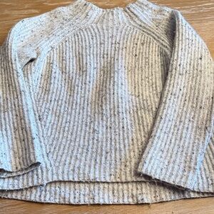 Madewell Speckled Ribbed Cowl Neck Sweater - Light Beige